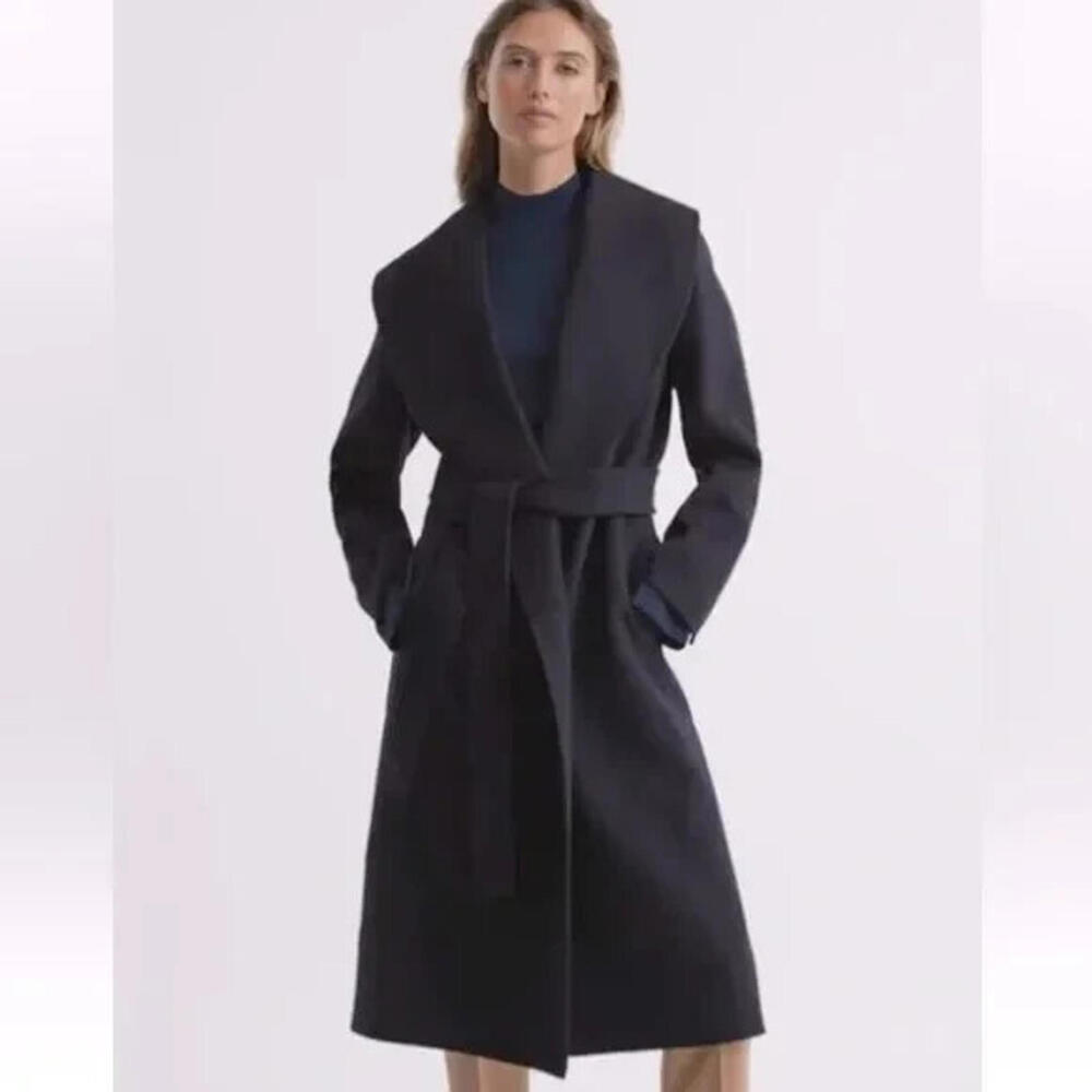 NEW, REISS Freja Wool Blend Coat In Dark Navy Size 14 #C3953 - Picture 3 of 11